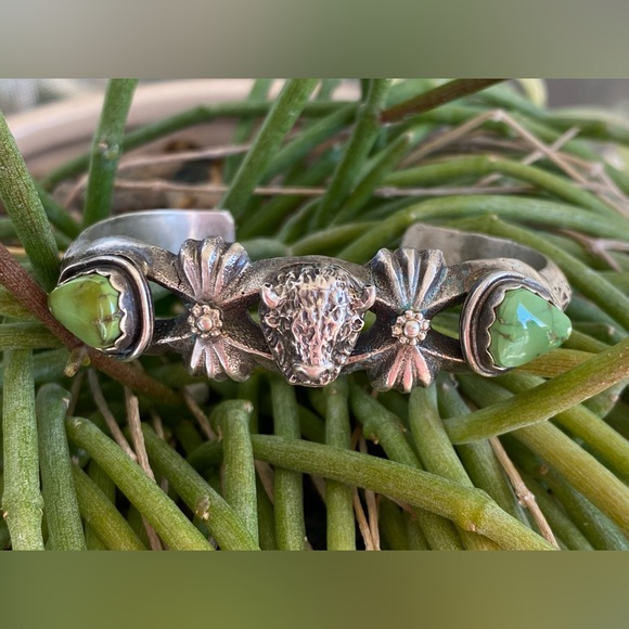 Chatfields Jewelry - Sterling Turquoise & Buffalo Head Sandcast Cuff